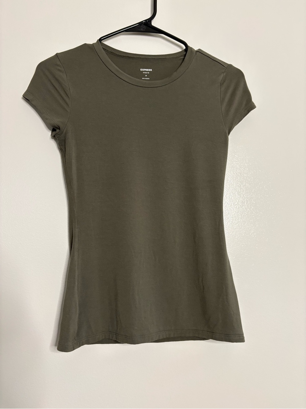 Express Fitted Tee Olive Green Crewneck Short Sleeve Size XS